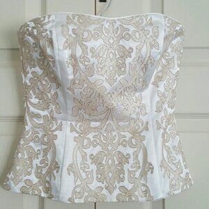 WHBM Soft White & Gold Bustier NWT